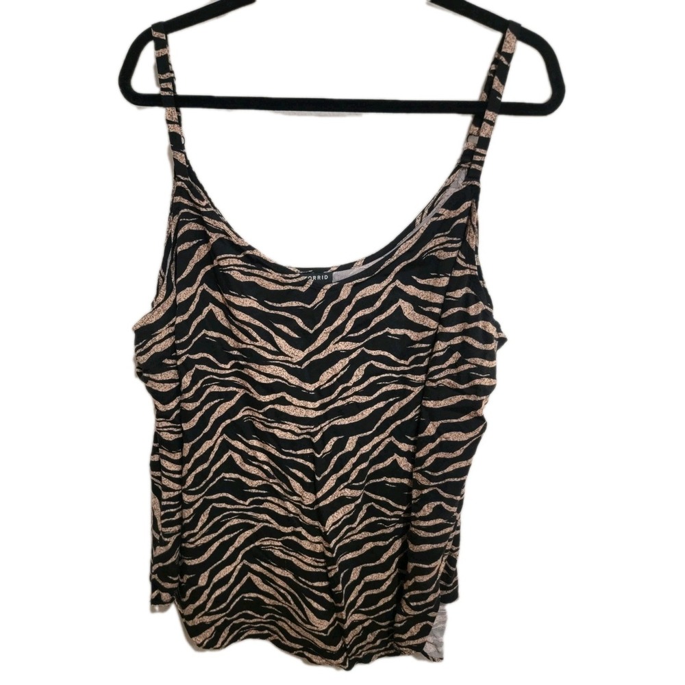 Torrid Cami 4 Plus Size 4X‎ Zebra Animal Print Strappy Tank Top Stretch Rayon